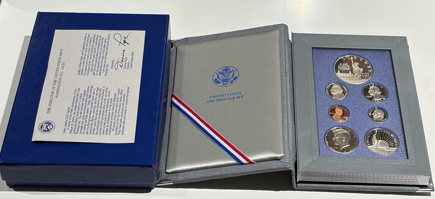 1986 PRESTIGE Proof Set. U.S. Mint Made. Complete & Original With Box and COA