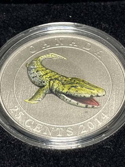 2014 Canadian 25 Cent Coloured Coin - Tiktaalik With Box and COA