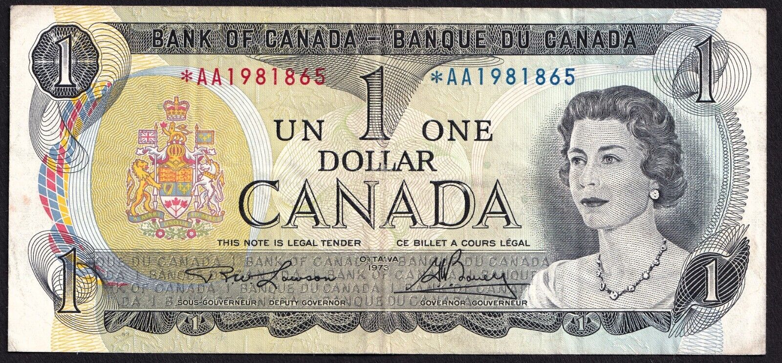 Canada 1973 $1 One Dollar Replacement Banknote Lawson - Bouey *AA 1981865