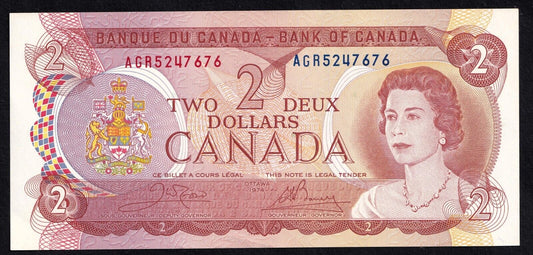 Canada 1974 $2 Two Dollar Banknote Crow - Bouey AGR 5247676