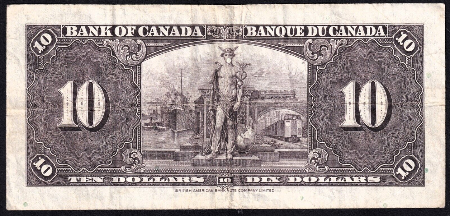 Canada 1937 $10 Ten Dollar Banknote Coyne - Towers E/T 0628725