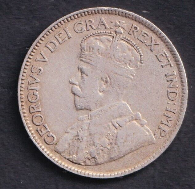 1917 Canada Silver Quarter 25 Twenty Five Cent Piece King George V F +