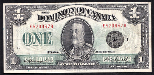 Dominion Of Canada 1923 $1 One Dollar Banknote Campbell - Clark Black Seal