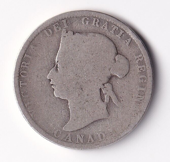 Canada 1880 25 Twenty Five Cent Silver Coin Queen Victoria .925 Silver