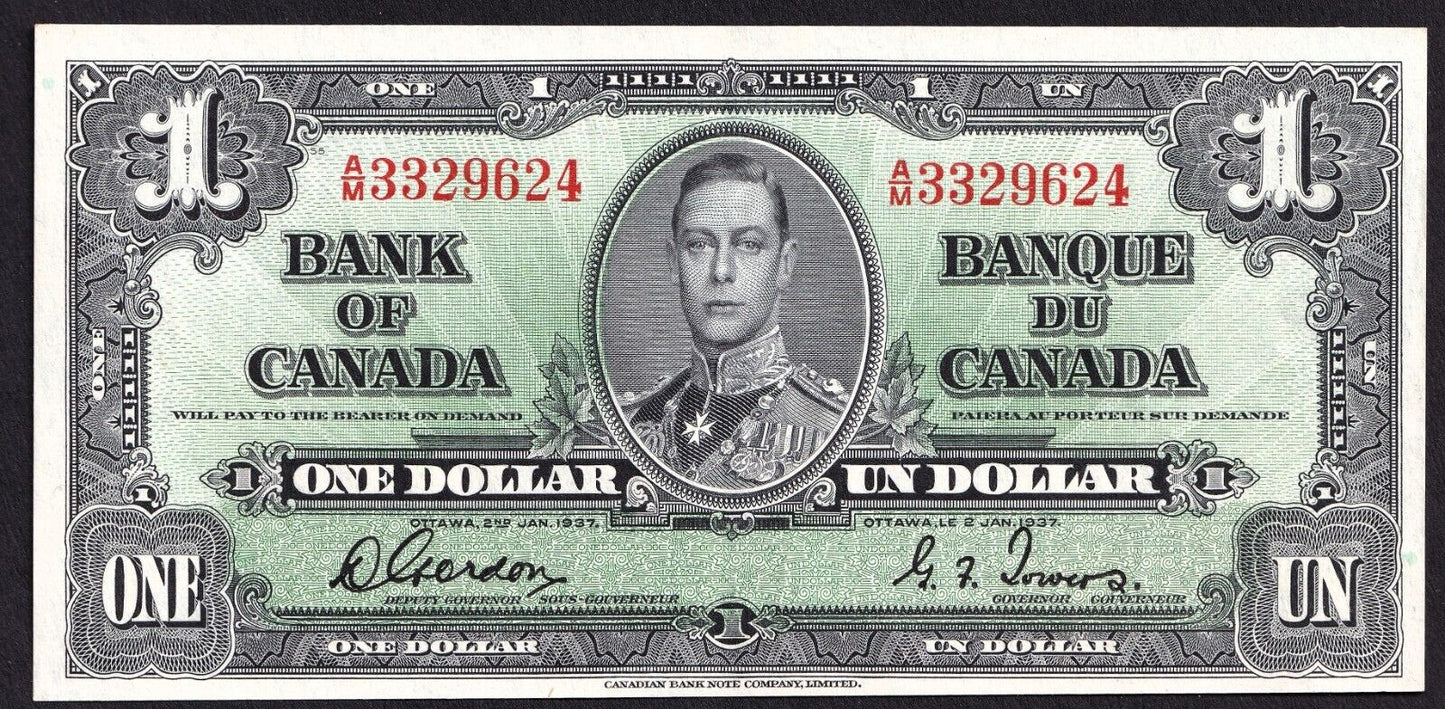 Canada 1937 $1 One Dollar Banknote Gordon - Towers A/M 3329624