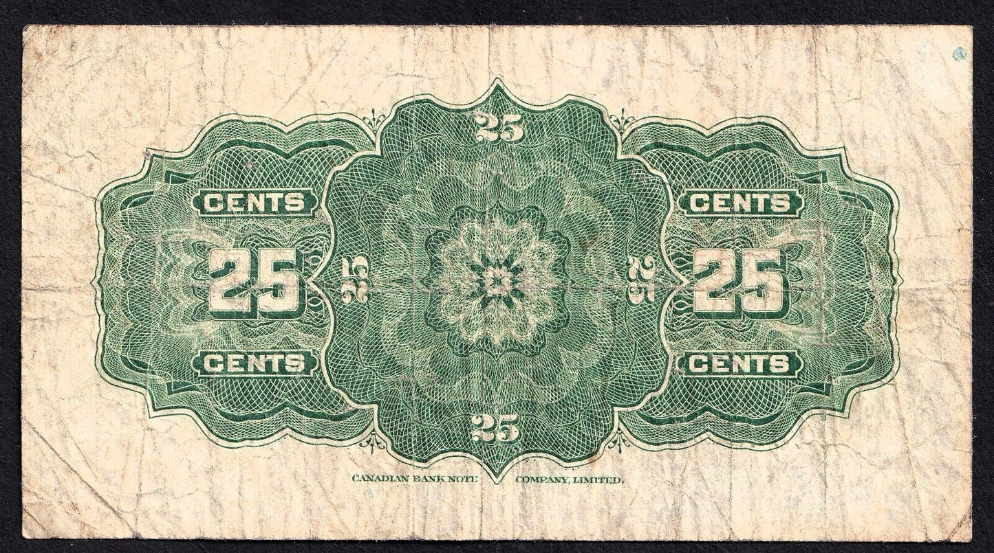 1923 Dominion of Canada 25c Shinplaster Note McCavour - Sanders 548412