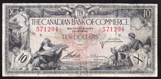 The Canadadian Bank Of Commerce 1935 $10 Ten Dollar Banknote 18-05 Logan