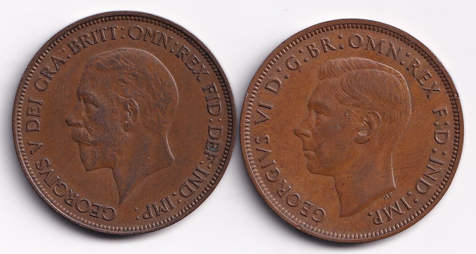 Great Britain 1936-40 One Penny King George V/VI Lot Of Two Nice Details