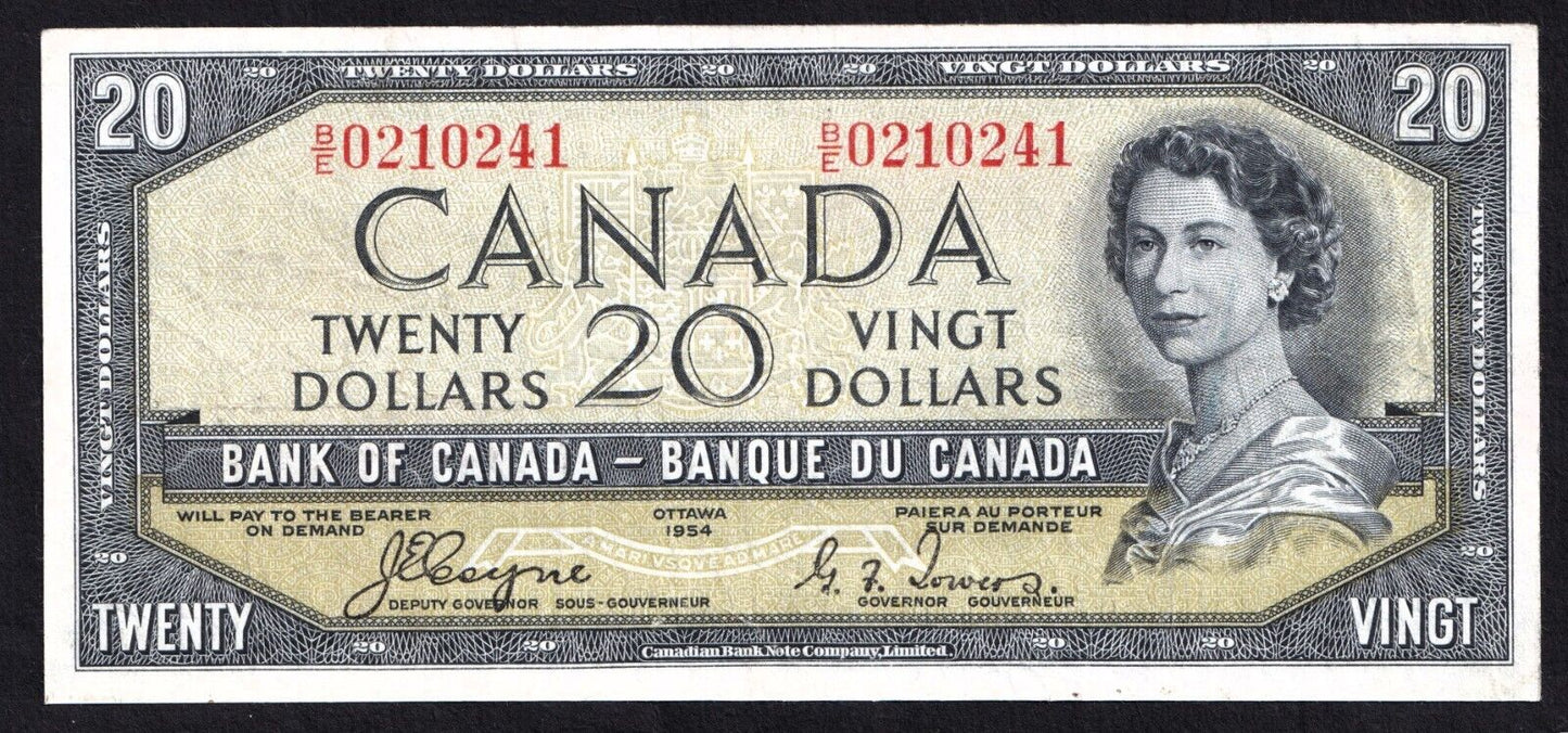 Canada 1954 $20 Twenty Dollar Devils Face Banknote Coyne - Towers B/E 0210241