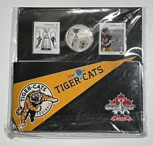 2012 'Hamilton Tiger-Cats' CFL Colorized 25-Cent Coin and Stamp Set -Sealed