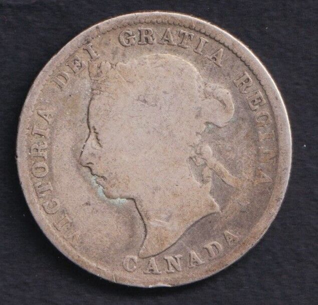 Canada 1890 25c Twenty Five Cent Silver Coin Queen Victoria .925 Silver Key Date