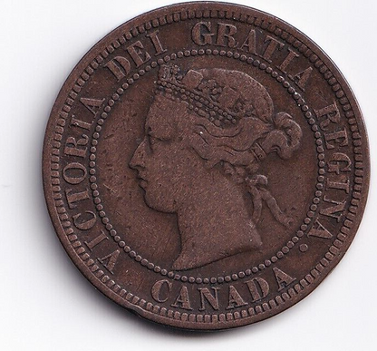 Canada 1876H 1c One Large Cent Queen Victoria Fine #2