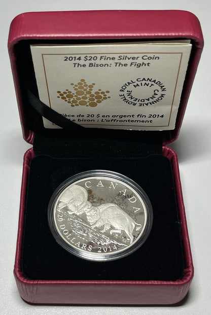 2014 Canada $20 Silver Coin - The Fight - Bison Series - 1 oz Pure SIlver Coin