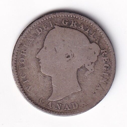 Canada 1888 Ten Cents Dime Queen Victoria .925 Silver Coin - G+