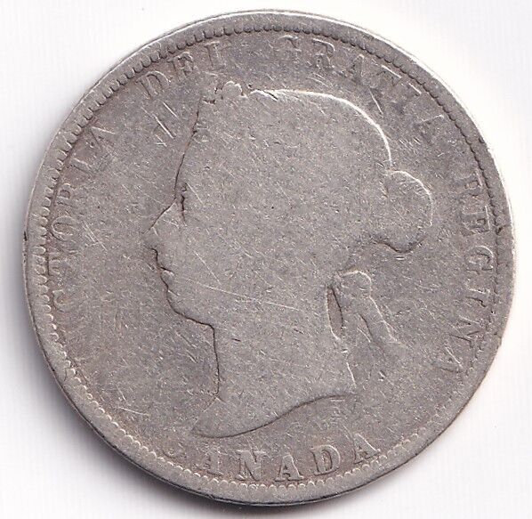 Canada 1883 H 25c Twenty Five Cent Silver Coin Queen Victoria .925 Silver #1