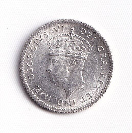 Newfoundland 1941 Five Cent 5c Silver Coin King George VI .800 Silver