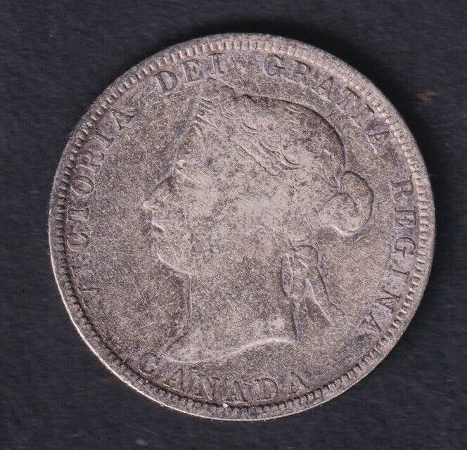 Canada 1883 H 25c Twenty Five Cent Silver Coin Queen Victoria .925 Silver VG