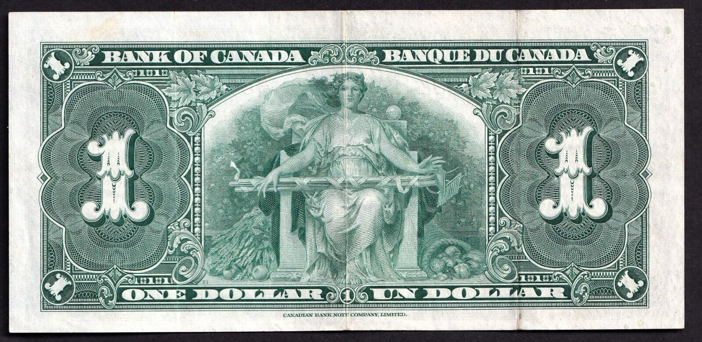 Canada 1937 $1 One Dollar Banknote Coyne - Towers M/N 5473894 Nice Colour