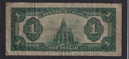 1923 Dominion of Canada $1 One Dollar Note Green Seal DC-25j Nice Grade