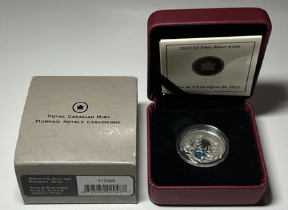 2012 Proof $3 'March Birthstone' Crystal Swarovski Silver .9999 Fine