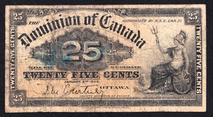 1900 Dominion of Canada 25c Shinplaster Note Courtney #2