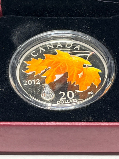 2012 $20 Canada Fine Silver Coin Maple Leaf with Crystal Raindrop No COA