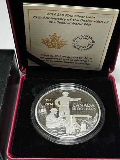 2014 Fine Silver $30 Dollar Coin 75th Anniversary Declaration 2nd World War