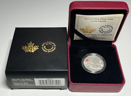 2014 Canada $1 Lucky Loonie Proof Silver One Dollar Coin - Complete