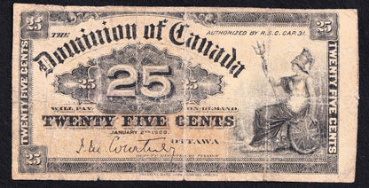 1900 Dominion of Canada 25c Shinplaster Note Courtney