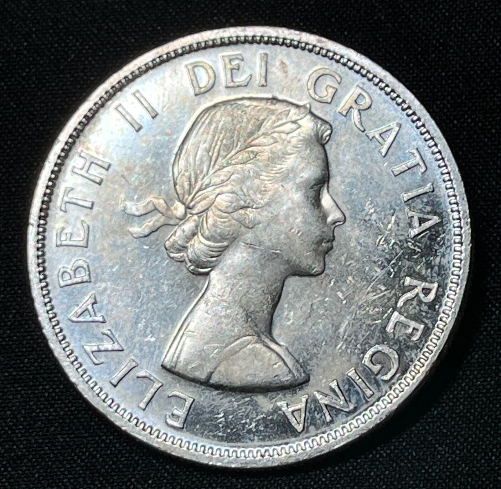 Canada 1957 $1 One Silver Dollar Queen Elizabeth II .800 Silver High Grade #6