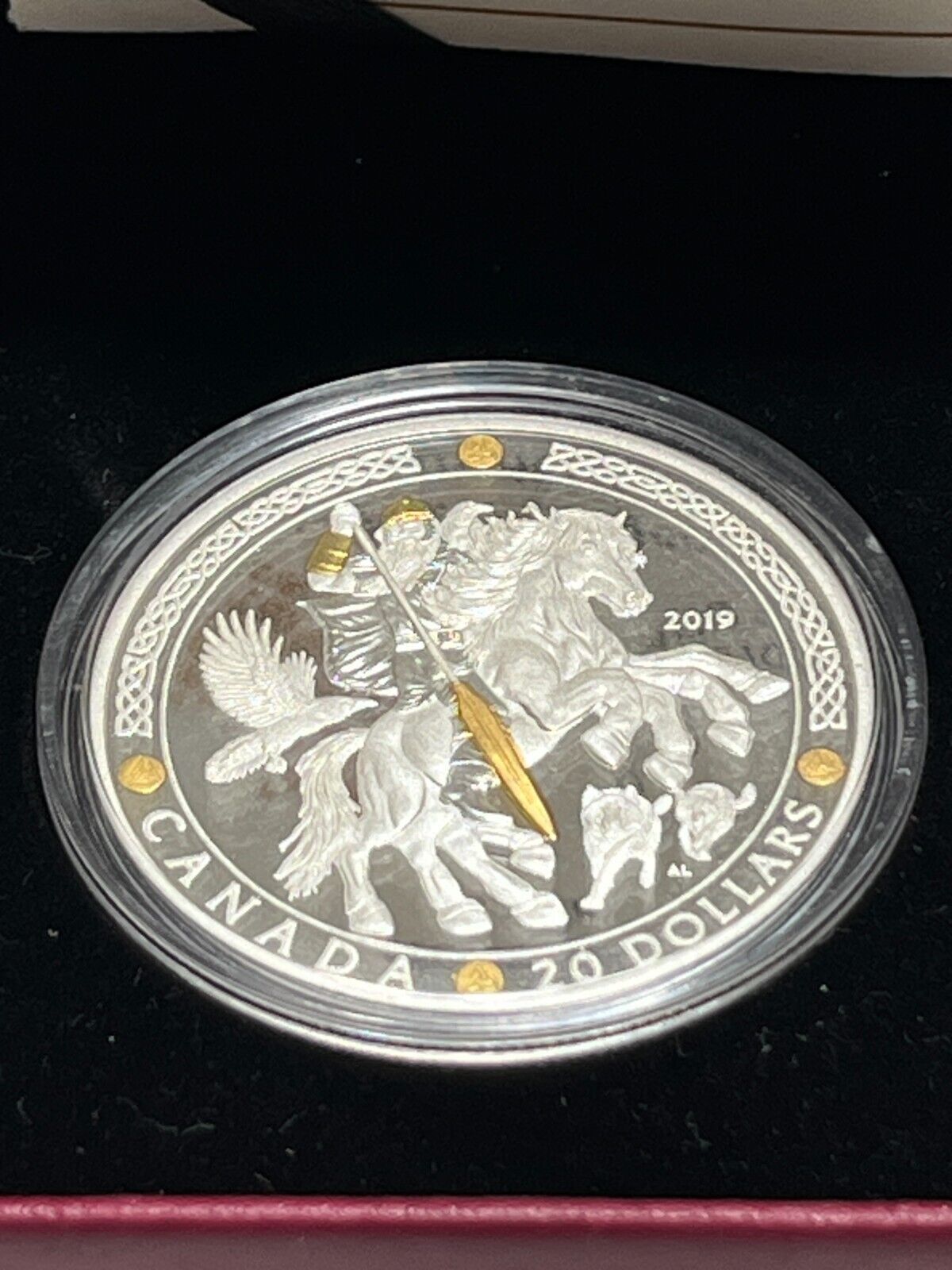 2019 $20 1 oz. Pure Silver Gold-Plated Coin - Norse Gods: Odin With Box + COA