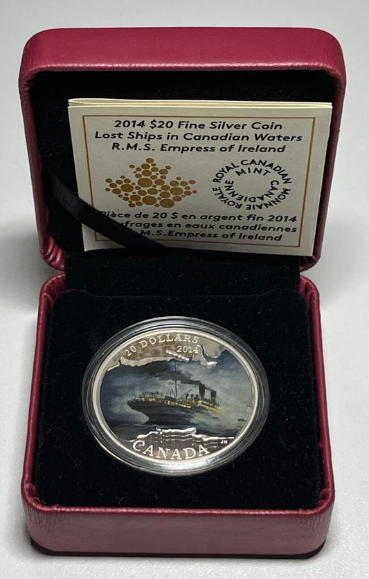 2014 Silver RMS Empress of Ireland Color Proof $20 Fine Silver 1oz Coin