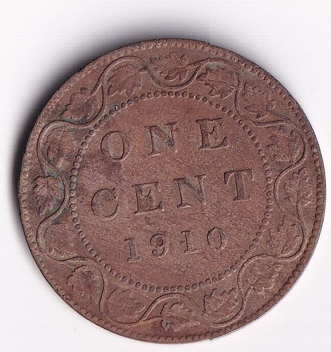 Canada 1910 1 Cent One Large Cent Coin King Edward Nice Details