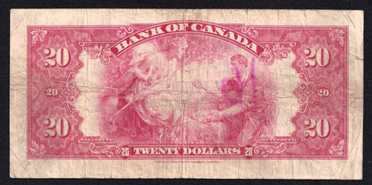 1935 Bank of Canada $20 Banknote BC-9a English Rare Large Seal