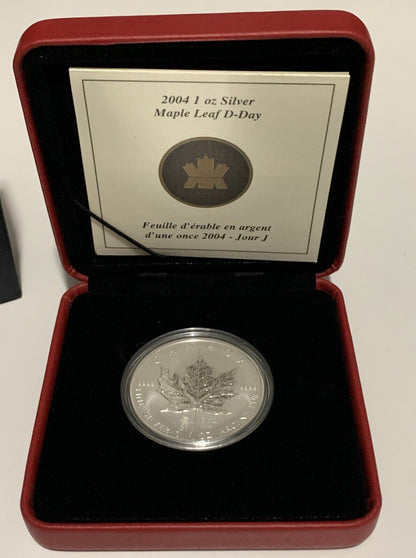 2004 Silver Maple Leaf RCM Commemorative D-Day $5 Privy in Box & COA