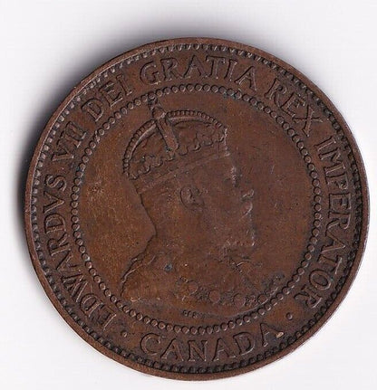 Canada 1910 1 Cent One Large Cent Coin King Edward Nice Details