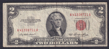 United States Series 1953 $2 Banknote Red Seal