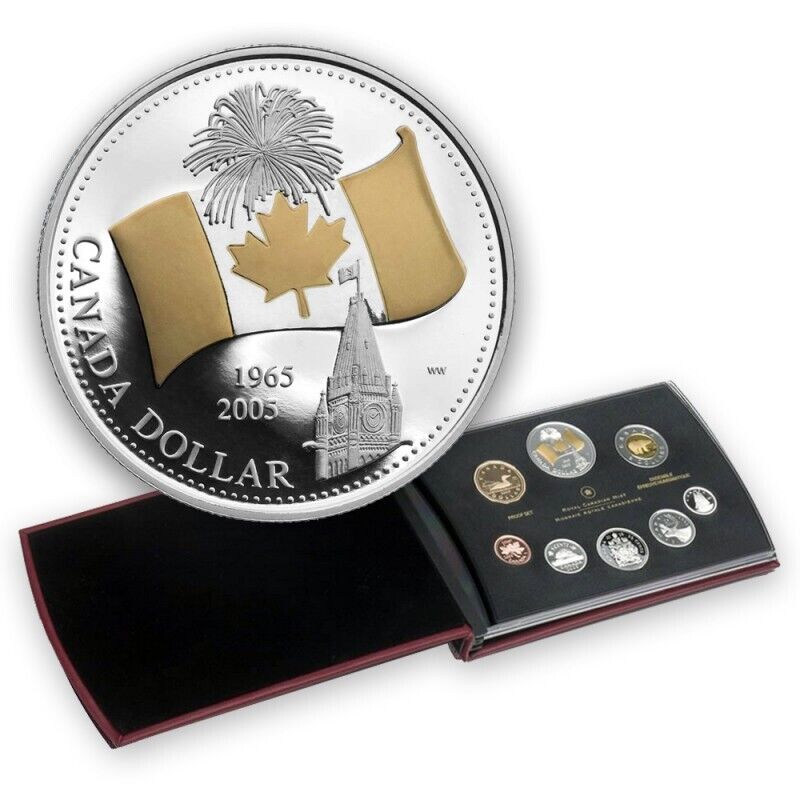  2005 Canada Proof Set of Coins - 40th Anniversary of Canada's Flag 