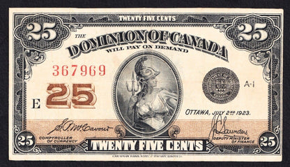 1923 Dominion of Canada 25c Shinplaster Note McCavour - Saunders 367969