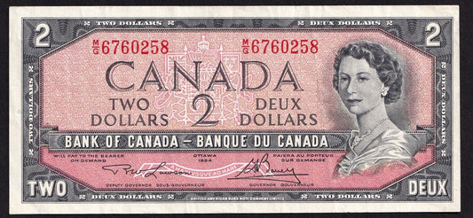 Canada 1954 $2 Two Dollar Banknote Lawson - Bouey M/G 6760258