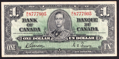 Canada 1937 $1 One Dollar Banknote Gordon - Towers R/L 8777905