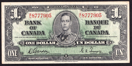 Canada 1937 $1 One Dollar Banknote Gordon - Towers R/L 8777905