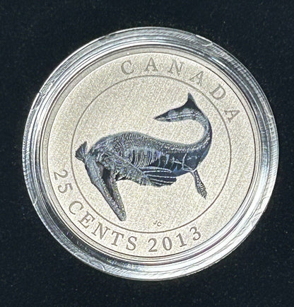 2013 Canada 25c Coin Prehistoric Creatures Coloured Tylosaurus Box + COA