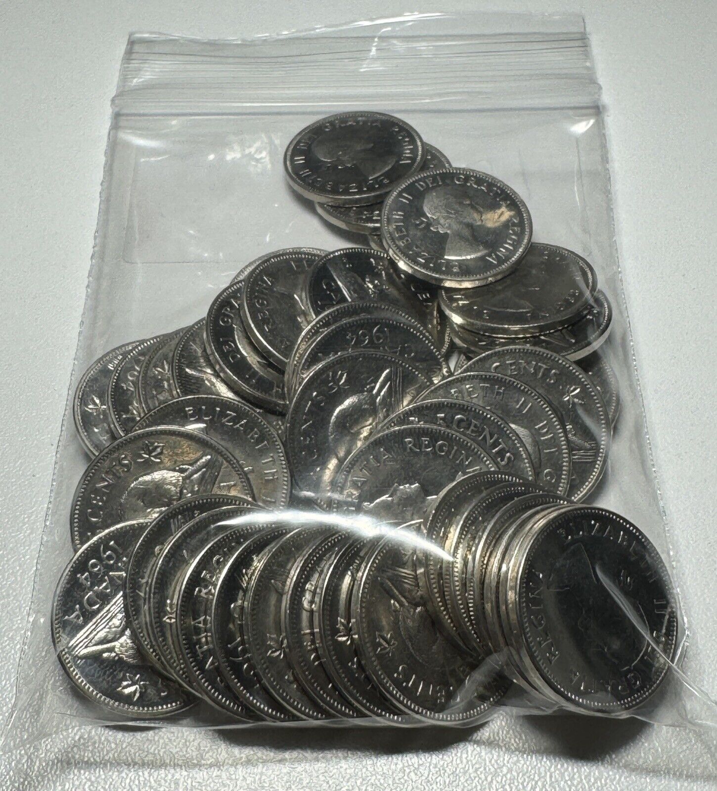 Roll of 1964 Canada Five Cents Coins All High Grade, 40 UNC Nickel 5 - Cents