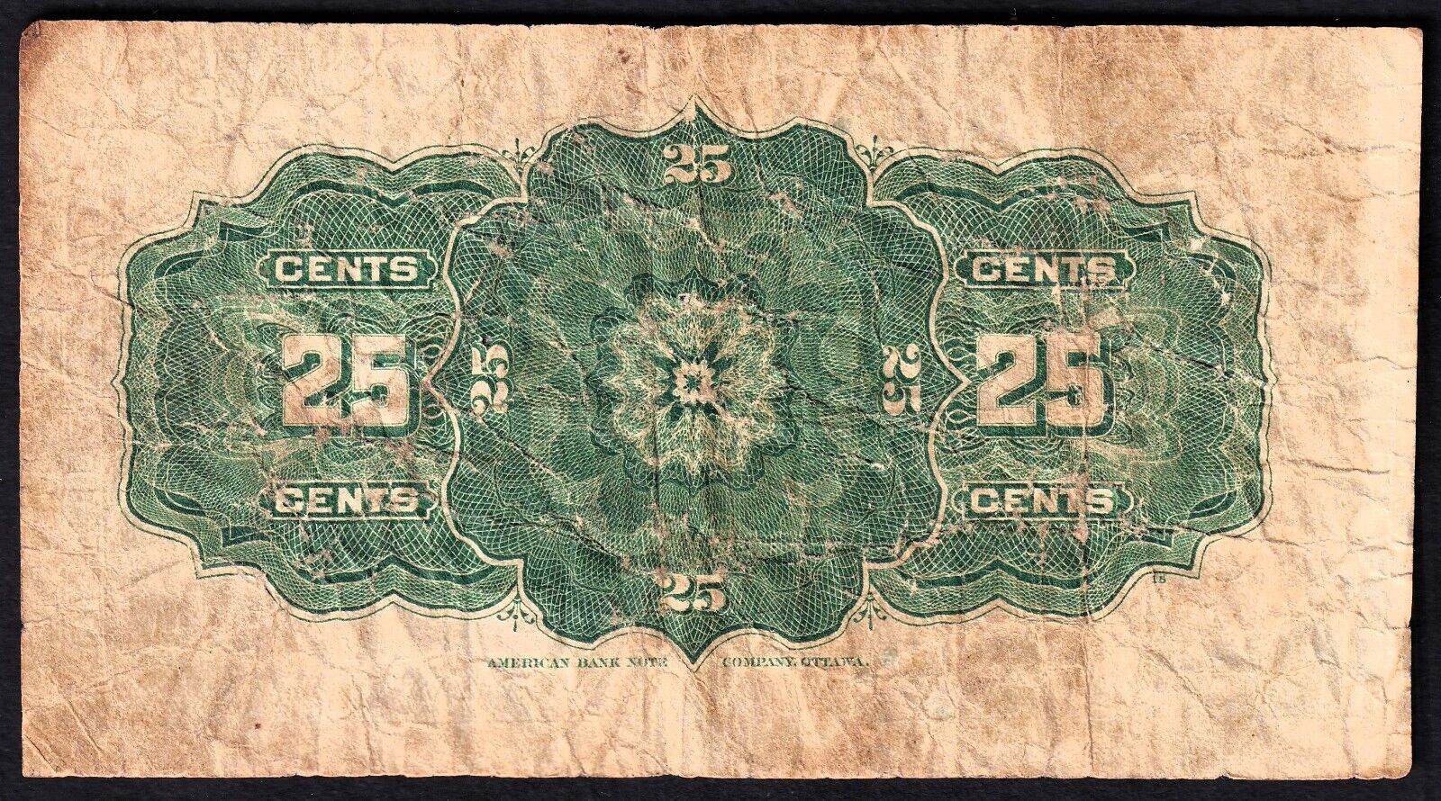 1900 Dominion of Canada 25c Shinplaster Note Bouville