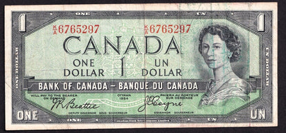 Canada 1954 $1 One Dollar Devils Face Banknote Beattie - Coyne K/A 6765297