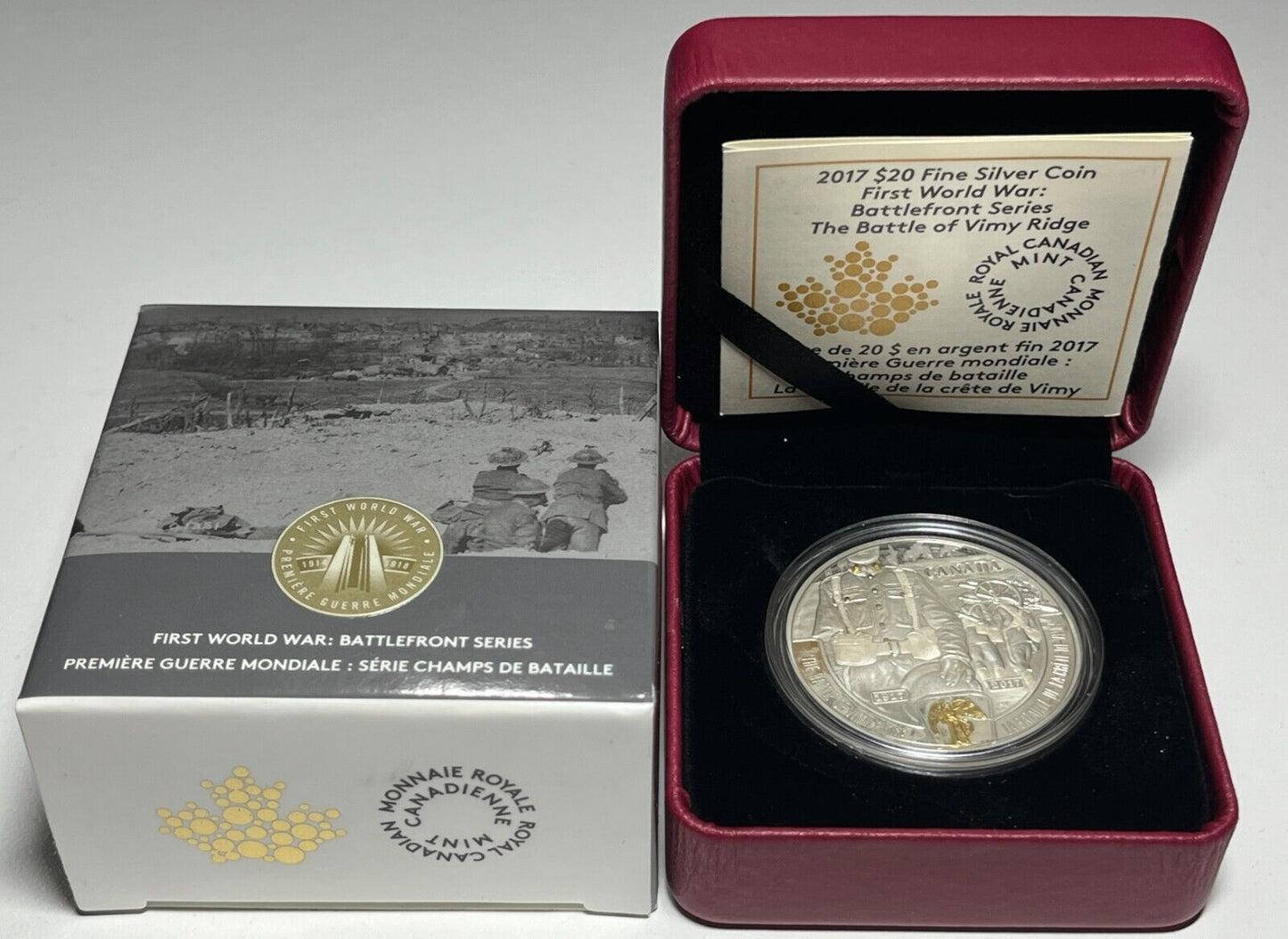 2017 Canada Proof Battle of Vimy Ridge $20 Dollar Silver Coin with Box + COA