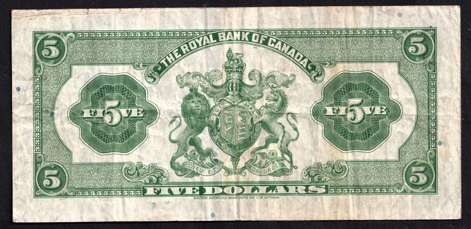 The Royal Bank Of Canada RBC 1935 $5 Five Dollar Banknote 18-02a