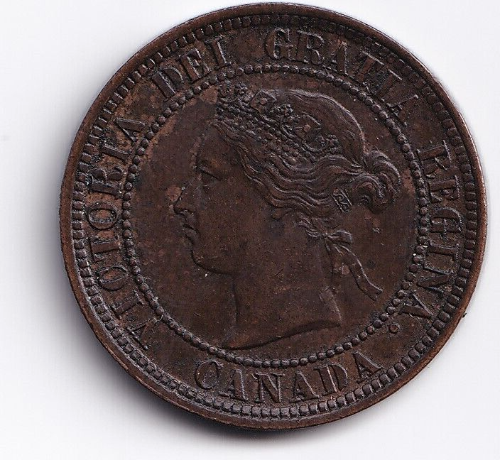 Canada 1876H 1c One Large Cent Queen Victoria Extra Fine/Almost Uncirculated