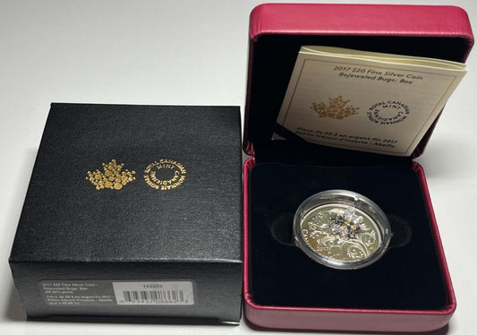 2017 Bee Bejeweled Bugs $20 1OZ Pure Silver Proof Coin Canada Gemstones